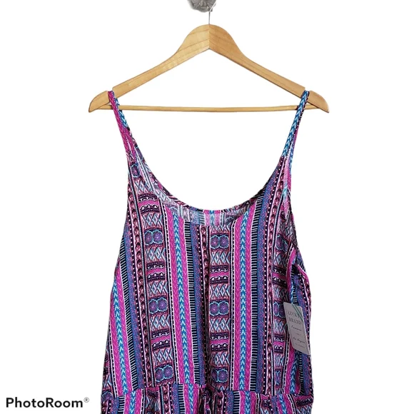 Lucky Brand aztec stripe pink scoop neck swim coverup - Picture 2 of 7